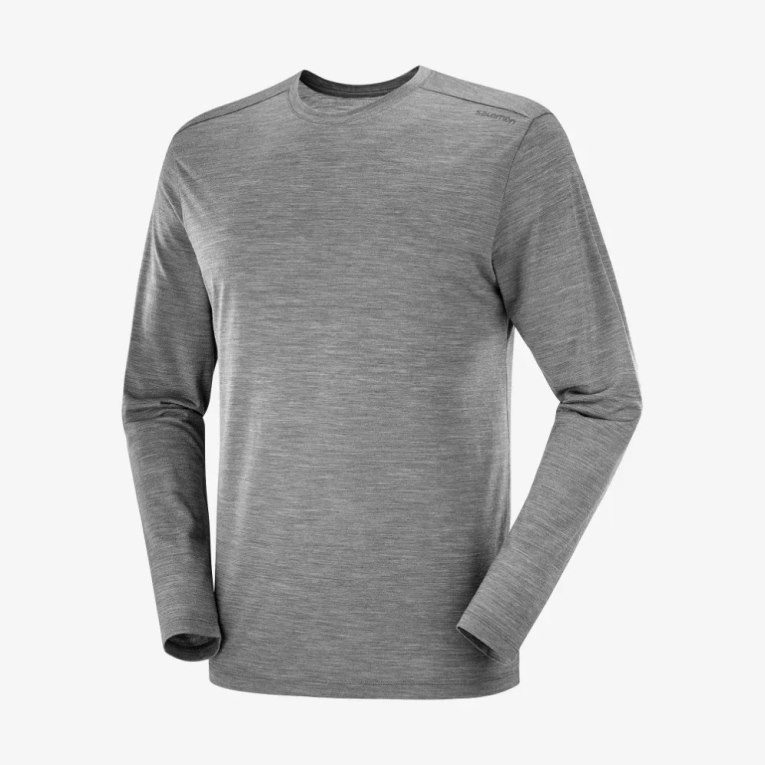 Grey Salomon Outlife Merino Blend Long Sleeve Men\'s T-Shirts | IE NT8714